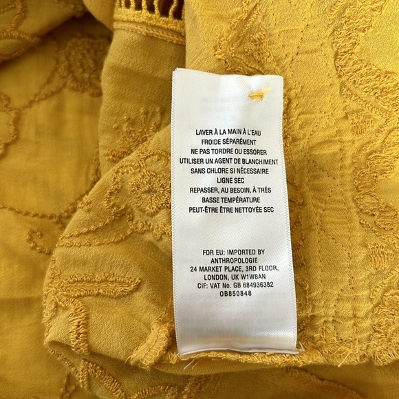 Anthropologie Akemi + Kin Embroidered Yellow Gold Tunic Dress Size XS - Picture 7 of 14